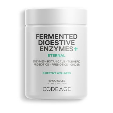 Codeage Fermented Digestive Enzymes, Probiotics, Prebiotics, Amylase, Lipase, Lactase, 3-Month Supply, 90 ct