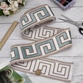 thumbnail image 4 of 3.28Yards Embroidered Drapery Trim 3-3/4 inch Wide Polyester Jacquard Grid Ribbon Aqua Color Drapery Trim for Curtain Geometric Jacquard Ribbon for Drapes Curtain Banding Trims Tape for DIY, 4 of 9