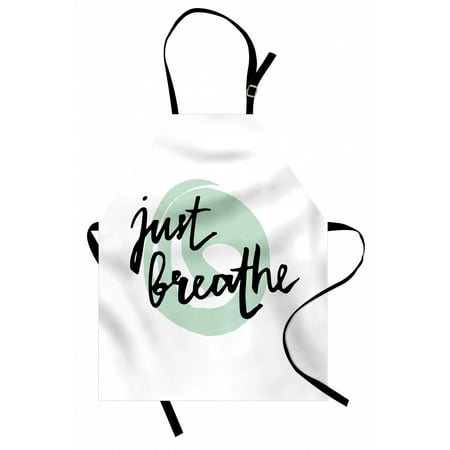

Just Breathe Apron Inspirational Positive Saying with Modern Brush Calligraphy Art Unisex Kitchen Bib Apron with Adjustable Neck for Cooking Baking Gardening Mint Green Black White by Ambesonne
