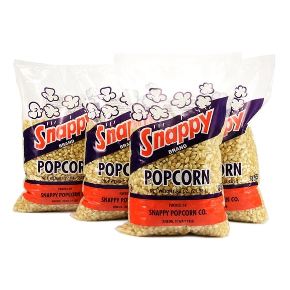 Snappy White Popcorn Kernels for Popping with Popcorn Machine, Air Popper or Stove Top, 2lb Bags, 4 Pack