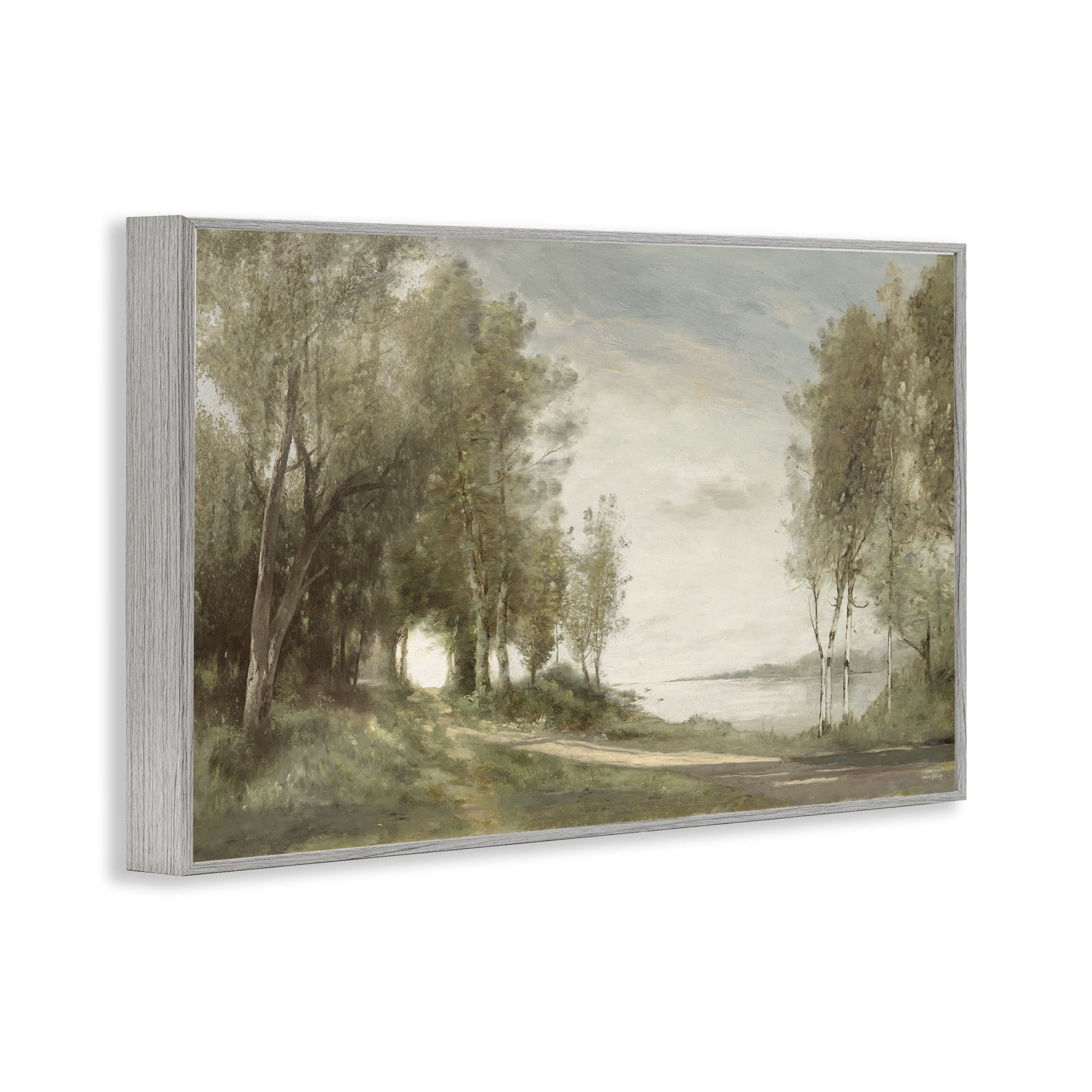 Stupell Industries Tranquil Lakeside Path Gray Framed Giclee Art, design by Amber Sterling