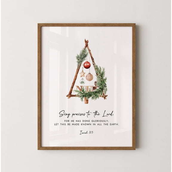 WestConfe Christmas Scripture Print,Christmas Wood Tree, Christmas Balls,