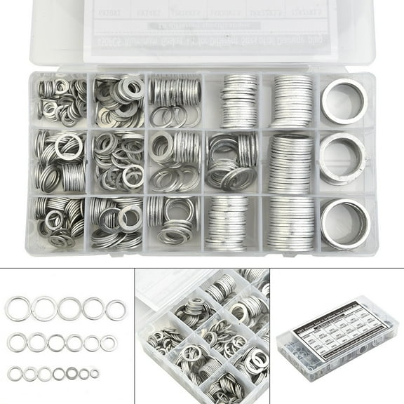 450pcs Oil Drain Plug Aluminum Washer Gasket Wear-resistant Belt Plastic Box Classification With Boxed Kit