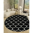 thumbnail image 3 of Unique Loom Trellis Frieze Collection Area Rug - Rounded (7' 10" Round Black/Ivory), 3 of 7