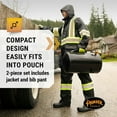 thumbnail image 4 of Pioneer Hi Vis Waterproof Lightweight Rainsuit - Work Safety Hooded Jacket and Bib Pants - Adjustable Pant Length - Black, 4 of 9