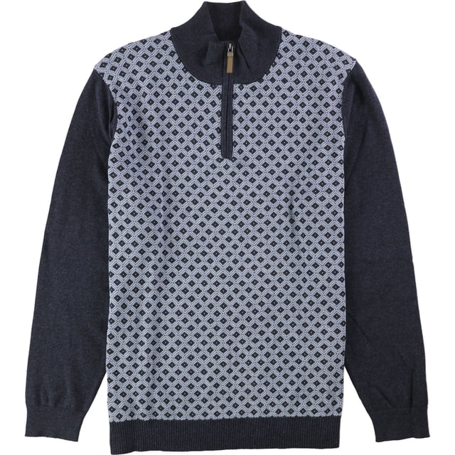 Tasso Elba suéter de punto con cremallera de un cuarto para hombre, azul, grande