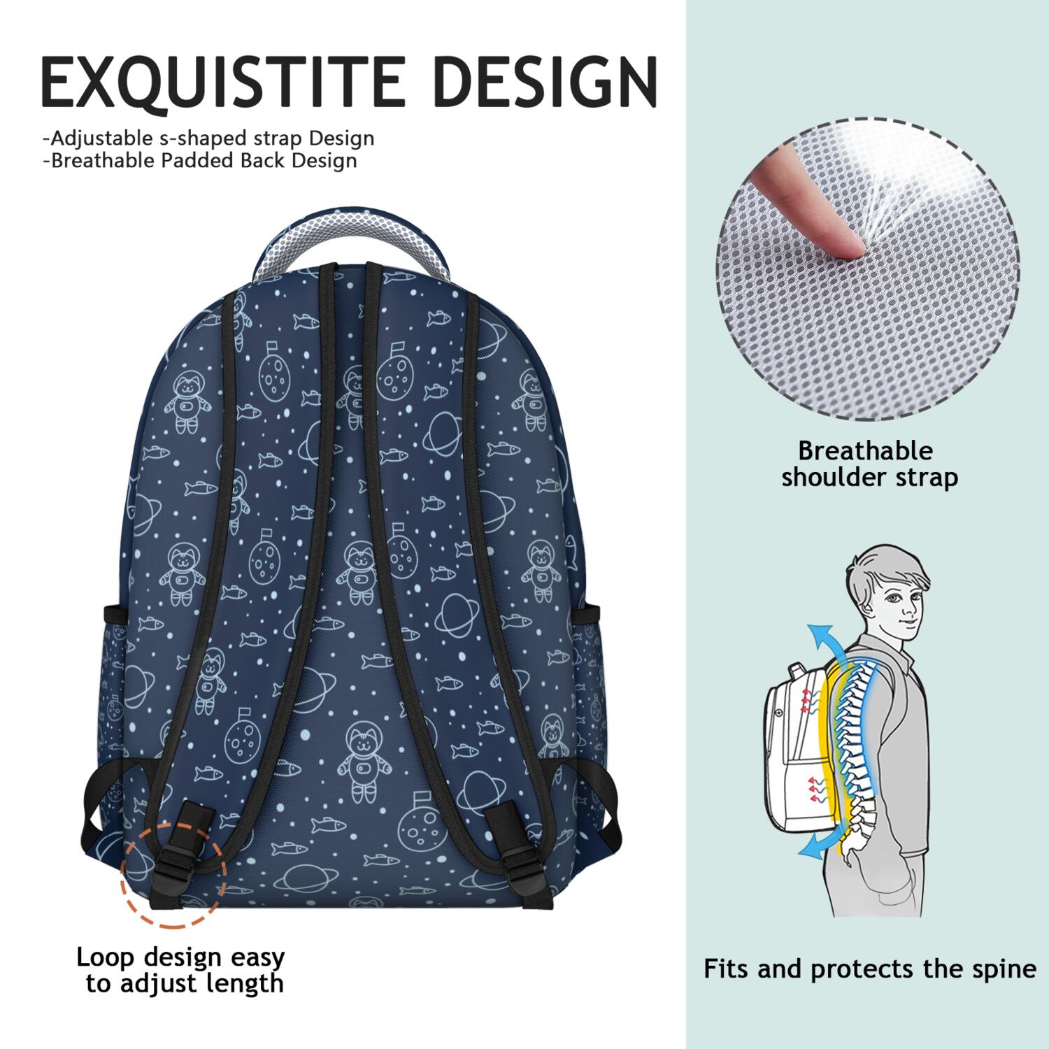 Space Galaxy Waterproof School Backpack with Ergonomic Spinal Support for Teens & College Students