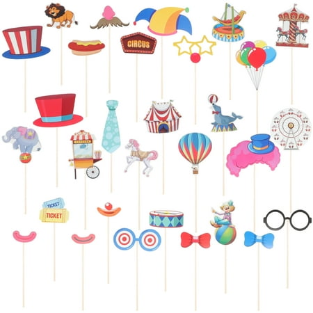 Image of 30 Pcs Decor Booth Photo Photobooth Frame Props Carnival Party Circus Backdrop Decorations Clown Paper