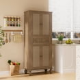 thumbnail image 5 of Einhomn 72"Tall Kitchen Pantry Cabinet 2 Rattan Doors and Drawer, Farmhouse Storage Cabinet, with Adjustable Shelves for Kitchen, Dining Room, Bathroom, Natural, 5 of 9