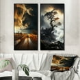 thumbnail image 1 of Designart "Storm Raging SPIRAL I" Storms Framed Wall Art Set Of 2 - Grey Landscapes Gallery Wall Frame Set For Home Decor, 1 of 6