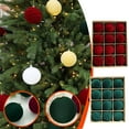 thumbnail image 3 of Christmas Balls Ornaments, 12 Pcs Green Red Christmas Tree Ornaments Velvet Z3, 3 of 8