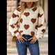 thumbnail image 5 of Sudadera Holgada de Larga con Cuello Redondo y Estampado de Corazón de Peluche para Mujer, para Otoño e Invierno. Amor Caqui M, 5 of 10