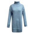 thumbnail image 4 of Ediodpoh Women Double Lapel Hollow Out Pullover Dress Sweater Dress with Elegant Design for Fall and Winter Light Blue S, 4 of 4