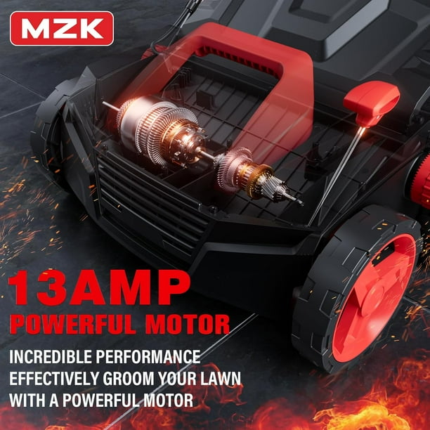 MZK 15-inch 13-Amp 2-in-1 Electric Dethatcher and Scarifier w