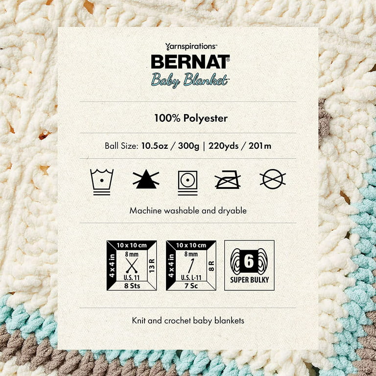 Bernat Baby Blanket Pitter Patter Yarn - 2 Pack of 300g/10.5oz - Polyester - 6 Super Bulky - 220 Yards - Knitting/Crochet