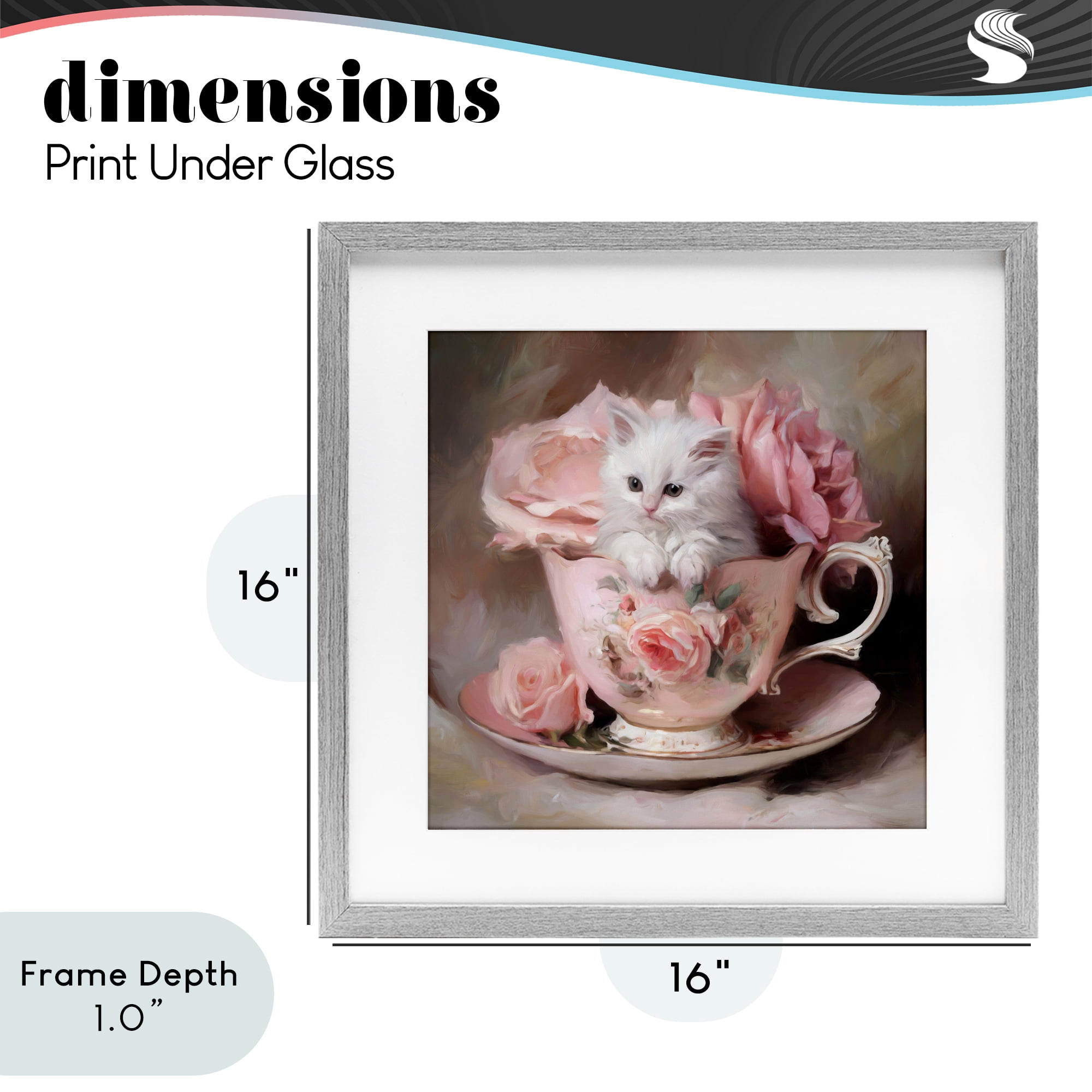 Stupell Industries Little Teacup Kitten Gray Framed Print Under Glass, design by Tina LeCour