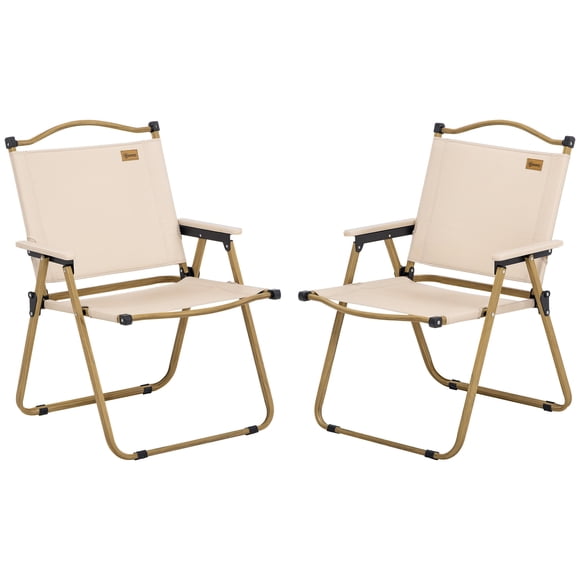 Outsunny Ensemble de 2 Chaises de Camping Pliantes, Fauteuils Portatifs, Kaki