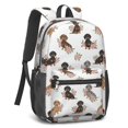 thumbnail image 2 of Dachshund and Rose White Pattern 17" Waterproof Oxford School Backpacks for Teens, S-Shape Padded Straps, for School, Travel, Hiking, Camping, 2 of 5