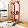 thumbnail image 3 of SogesPower 94.5"H Power Tower Pull Up Bar Station, 12 Adjustable Height Pull Up Bar Stand for Home Gym, Multi-Function Pull Up Dip Station Dip Bar Strength Training Fitness Equipment, 330LBS, Red, 3 of 8