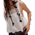 thumbnail image 2 of Gdvsclr Women Lace Vest Tanks Y2K Sleeveless Split Side Tie Tank Top Sheer Ruffle Shirt Summer Going Out Crop Tops White M, 2 of 7