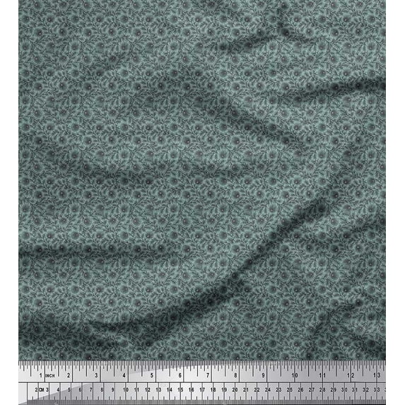 Soimoi Poly Georgette Fabric Leaves & Floral Shirting Print Fabric by The Yard 42 Inch Wide