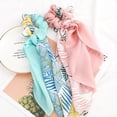 thumbnail image 2 of 2 uds bufanda para el pelo Scrunchies lindos mujeres estampado floral cinta Scrunchies Set lazos gasa anudado arco cola de caballo (flores y hojas), 2 of 5