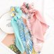 thumbnail image 2 of 2 uds bufanda para el pelo Scrunchies lindos mujeres estampado floral cinta Scrunchies Set lazos gasa anudado arco cola de caballo (flores y hojas), 2 of 5