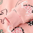 thumbnail image 3 of Toddle Girls Pink Sweatshirts Casual Crewneck Dinosaur Print Pullover Fall Winter Long Sleeve Top Clothes 3T 172, 3 of 4
