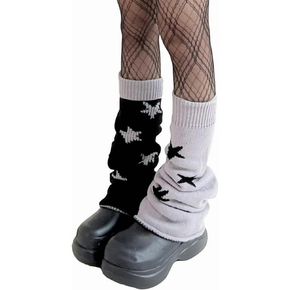 YooGuoGuo Women's Star Print Knitted Reversible Leg Warmer Y2K Socks