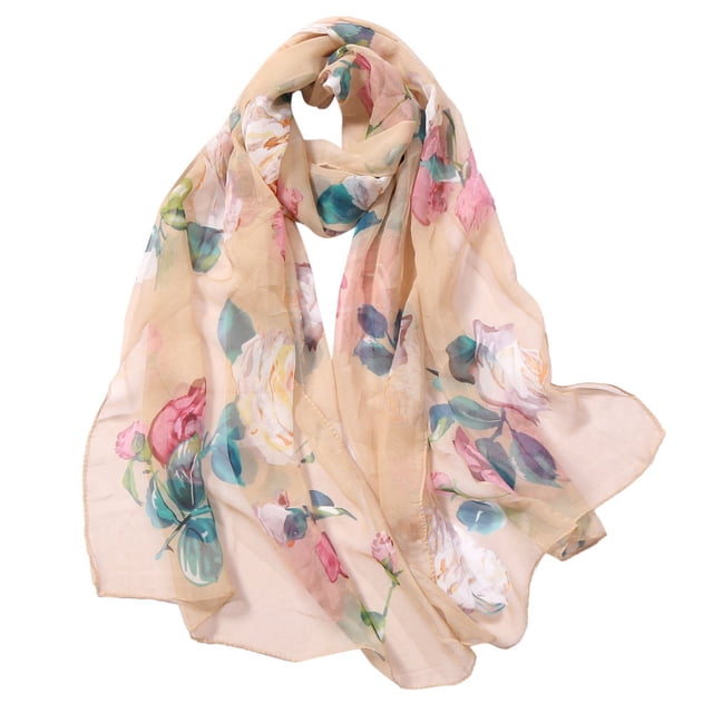 Foulard en Soie pour Femmes en Liquidation Mode Femmes Impression de Roses Longue Foulard Douce Châle Foulards en Soie Simulée