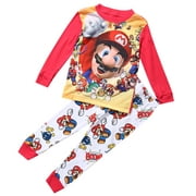 Gaono Toddler Baby Boys Super Mario Long-Sleeved Top + Trousers Pajamas Set