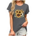 thumbnail image 2 of Mifsaly Womens Short Sleeve Tops Short Sleeve Cotton Tshirts Sunflower Bouquet Printed Loose Cut Summer Casual Fashion Basic Tee L, 2 of 6