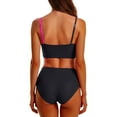 thumbnail image 3 of Women's Solid Color Pleated Open Back Sexy Bikini Two Piece Swimsuit, 3 of 6