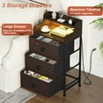 thumbnail image 2 of GUNAITO 3 Drawers Nightstand with Charging Station, Bedside Table with LED Light, Modern End Side Table for Bedroom Living Room，Brown, 2 of 9