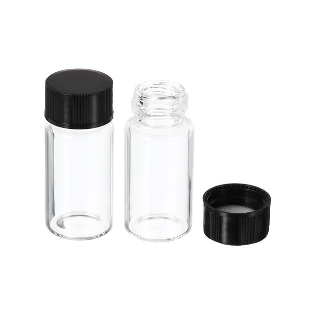 Unique Bargains 10mL Reagent Glass Storage Bottle Round Plastic Screw Cap Lab Home Clear 30 Pack