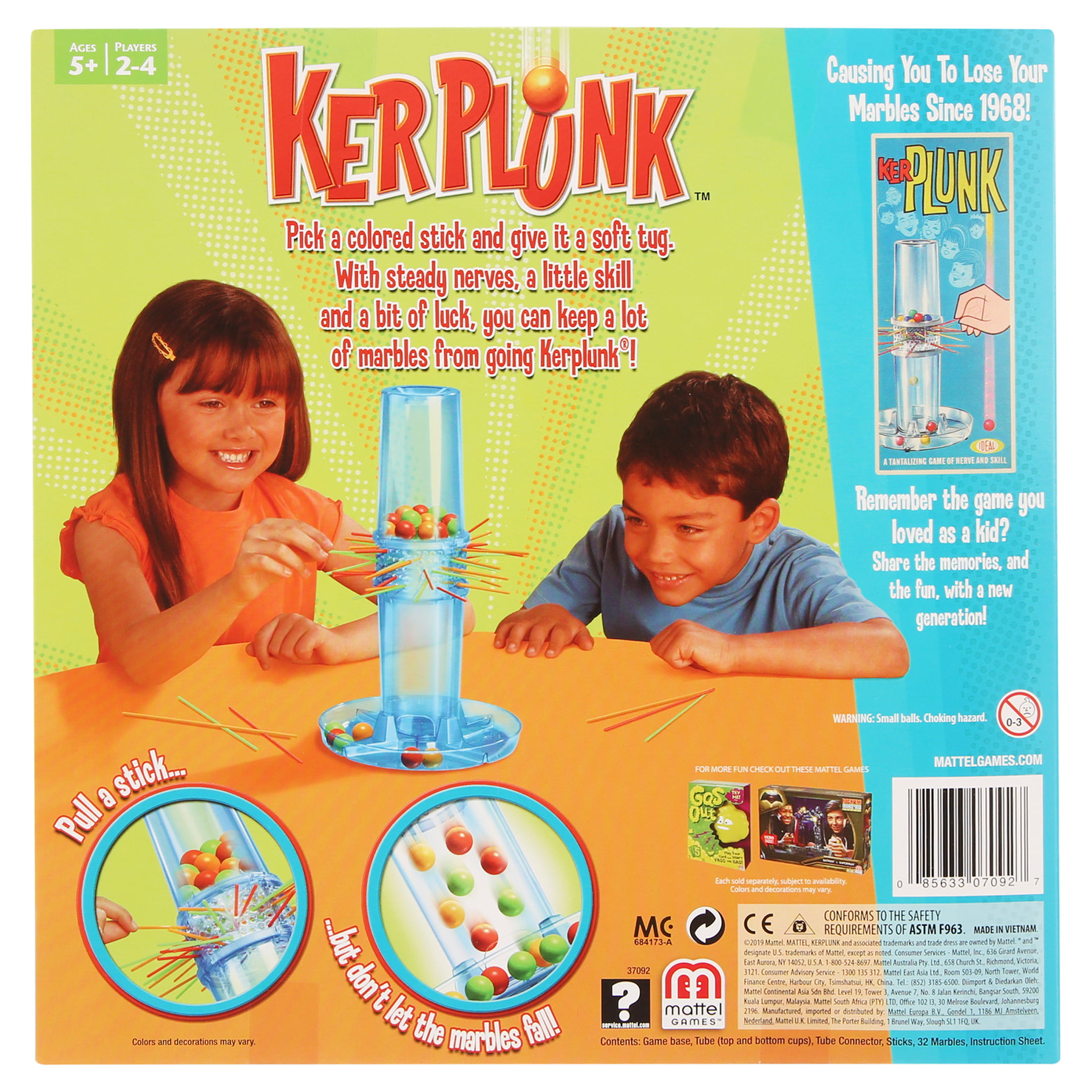 Ker Plunk Marbles Classic Stack Toy for 2-4 Players Ages 5 and Up