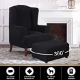 thumbnail image 4 of PrinceDeco Stretch Ottoman Cover Ottoman Slipcovers Rectangle for Living Room Foot Stool Stretch Covers to Fit Ottoman Foot Rest, Thick Checked Jacquard Fabric with Elastic Bottom (Large Size, Black), 4 of 4