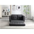 thumbnail image 4 of JERFIT Modern Velvet Convertible Sofa Bed 3-in-1 Sleeper Futon with Storage Pockets for Small Space, Dark Gray, 4 of 10