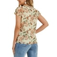 thumbnail image 3 of INSPIRAR CHIC Blusa Floral para Mujeres del Día de San Valentín con Mangas Cortas de Capucha, Tops de Chifón Casual con Volantes XS Beige Rosa, 3 of 6