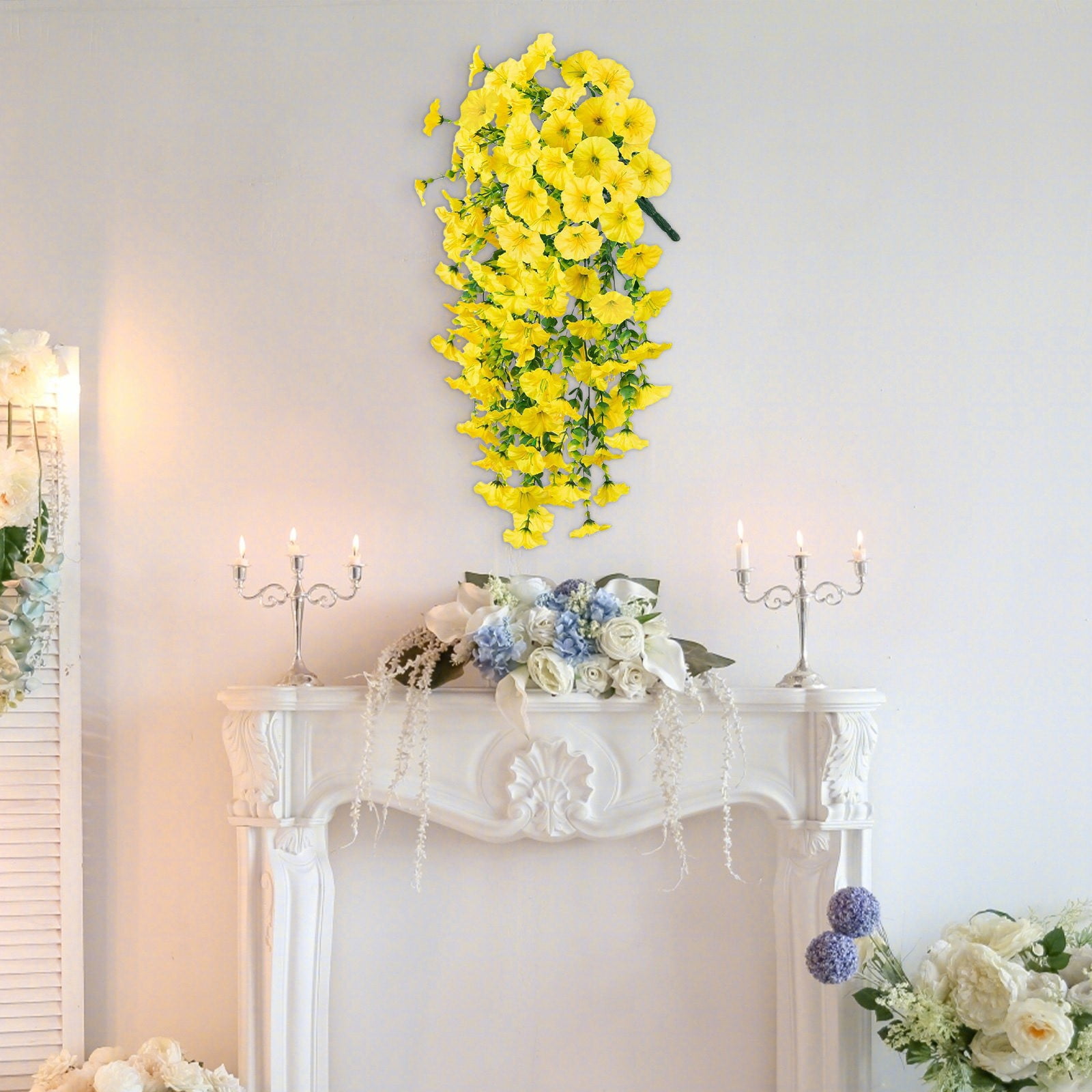 Elainilye Hanging Morning Glory Artificial Flower, Artificial Flowers for Outdoor, Hanging Baskets Fake Flowers for Home Porch Patio Balcony
