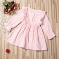 thumbnail image 7 of Qiylii Kids Girls Autumn Dress, Solid-Color O-Neck Long-Sleeves Ruffle Dress, 7 of 7