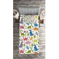 thumbnail image 3 of Ambesonne Dino Quilted Coverlet 2 Pcs, Dinosaurs Colorful, Twin Size, Multicolor, 3 of 4