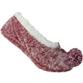 thumbnail image 2 of Super Fuzzy Red Shaggy Slipper Socks W Poms Size M/L, 2 of 2