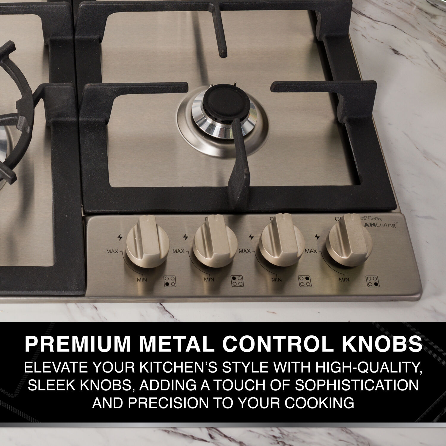 Urban Living 24-in. Gas Cooktop with 4 Burners in Stainless Steel