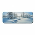thumbnail image 1 of Winter Computer Mouse Pad, Winter Landscape with Forest and Blue Sky Frosted Trees Footprints Seasonal Nature, Rectangle Non-Slip Rubber Mousepad Large, 31" x 12", Blue White, by Ambesonne, 1 of 2