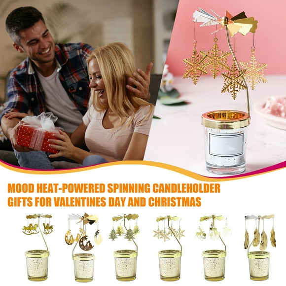 Iumwxz Ornament Thermal Rotating Candle Revolving Lantern Dream Decoration Candle Figurine Decoration GOLD Metal Today Discount