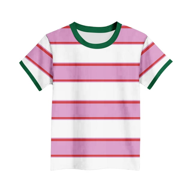 HaiMao T-Shirt pour Garçons à Manches Courtes Uni Classique d'Été Décontracté à Rayures Violet 7-8 Ans