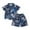 Blue, variant on Hiijoy Toddler Boys Hawaii Beach Outfits Tropical Print Short Sleeve Shirt Shorts Set, Sizes 12M-5T