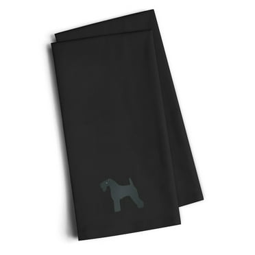Kerry Blue Terrier Black Embroidered Towel Set of 2
