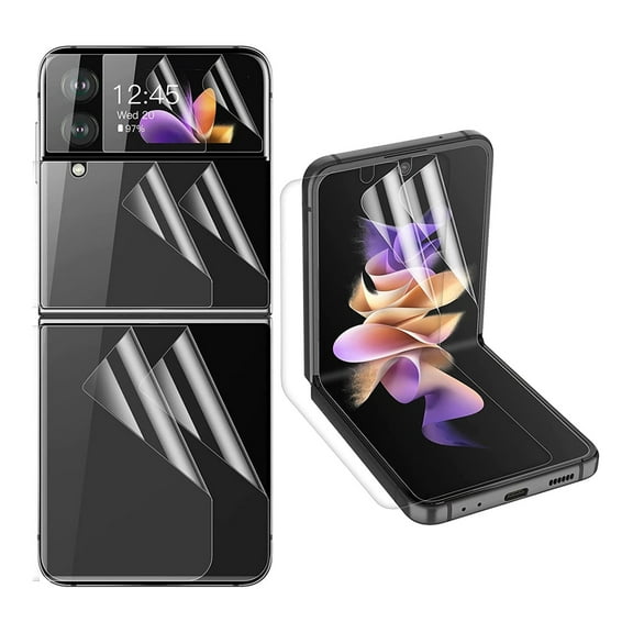 (2SET 8PCS)  Screen Protector for Samsung Galaxy Z Flip 4 5G 2022 (6.7"),Inside Soft TPU Film   Full Covered Outer   Back